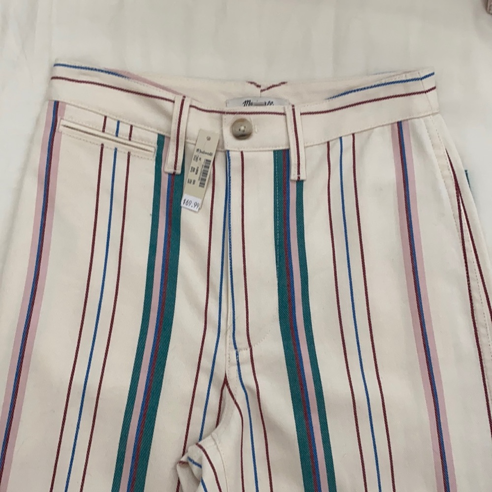 Madewell Wide Leg Cropped Stripped Pants 24